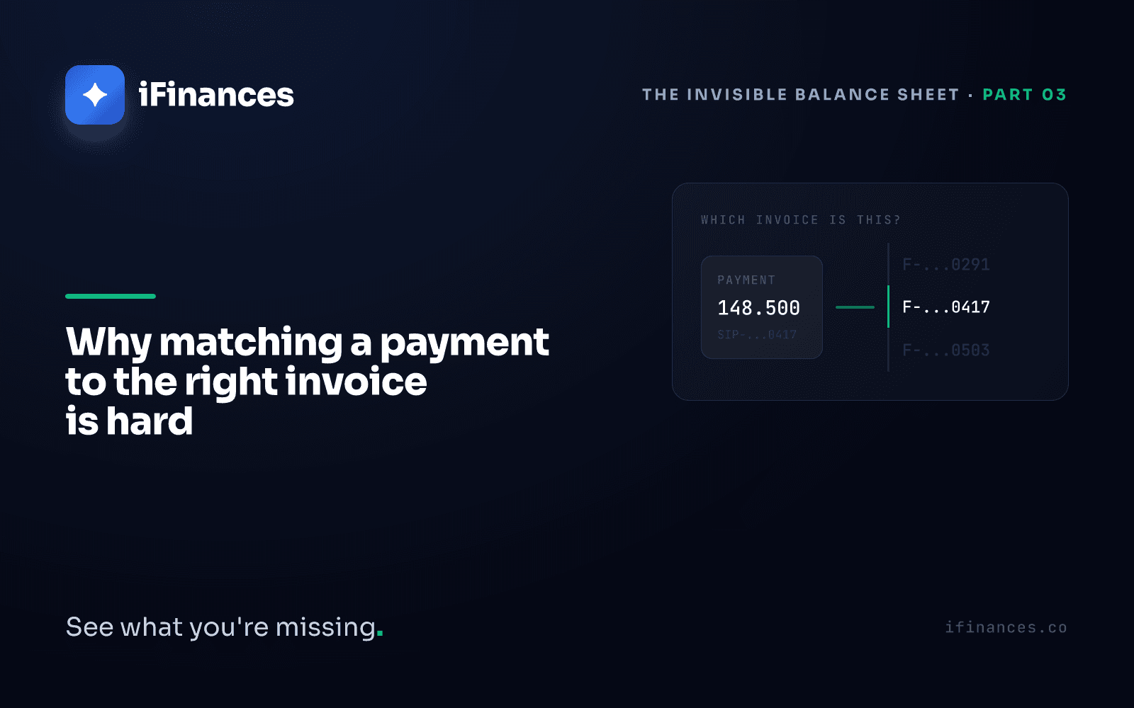 Conceptual illustration showing a bank statement payment with an embedded order reference being matched to the correct invoice in FIFO order